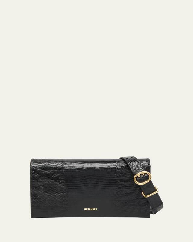 All Day Buckle Lizard-Print Shoulder Bag