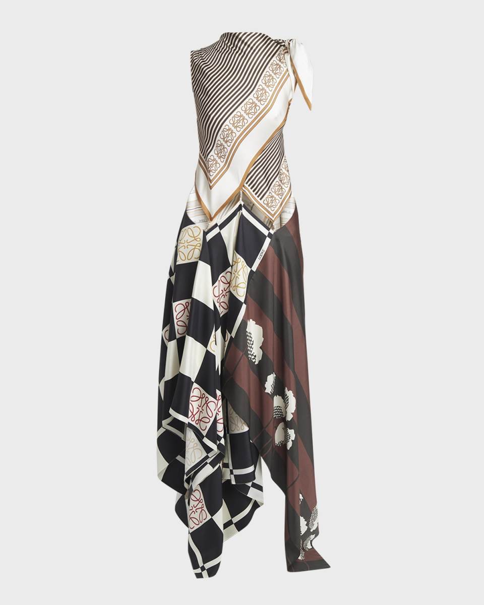 x Paula Ibiza Multi-Printed Scarf Midi Dress with Cutout Detail