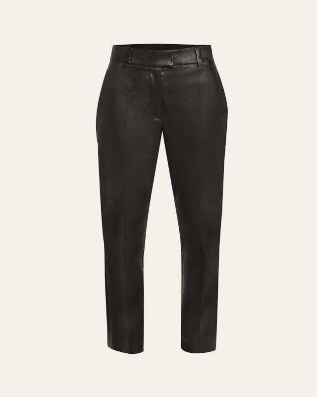 Nappa Leather Straight-Leg Trousers