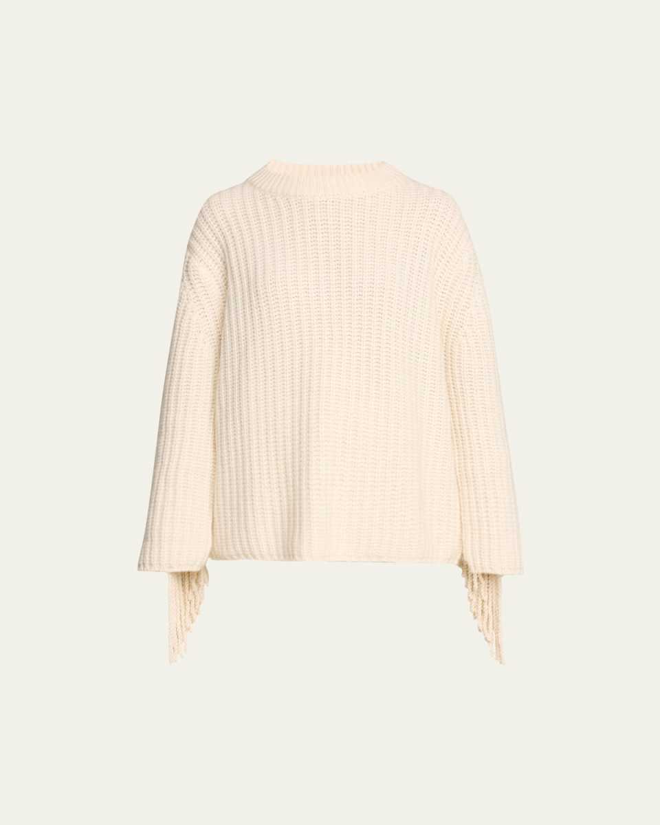 Hilma Cashmere Rib Fringe Sweater