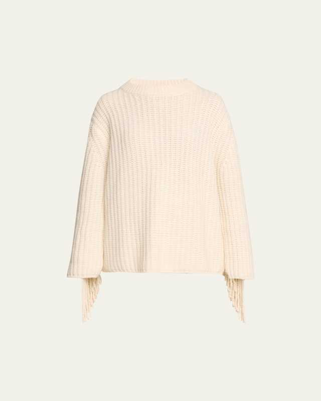 Hilma Cashmere Rib Fringe Sweater