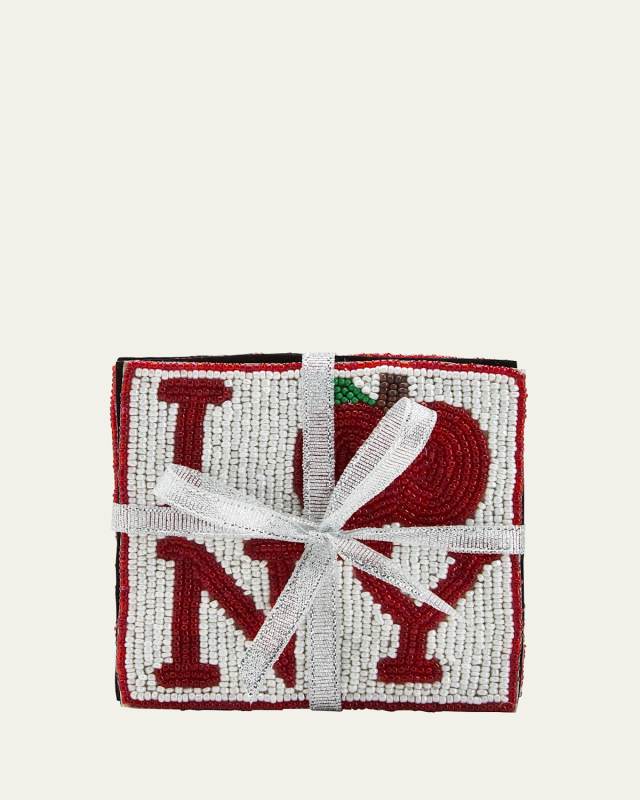 I Apple NYC Beaded Coasters, Set of 4