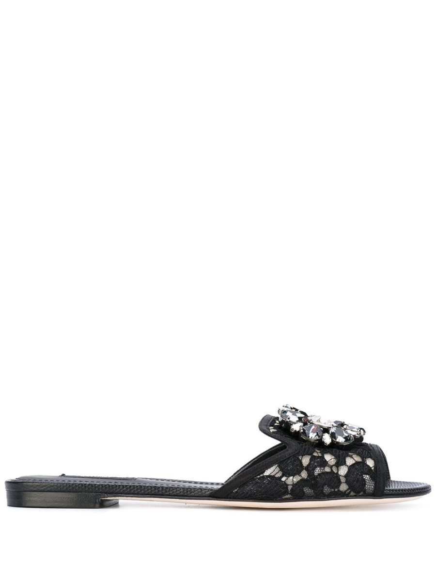 Rainbow Lace brooch-detail sandals