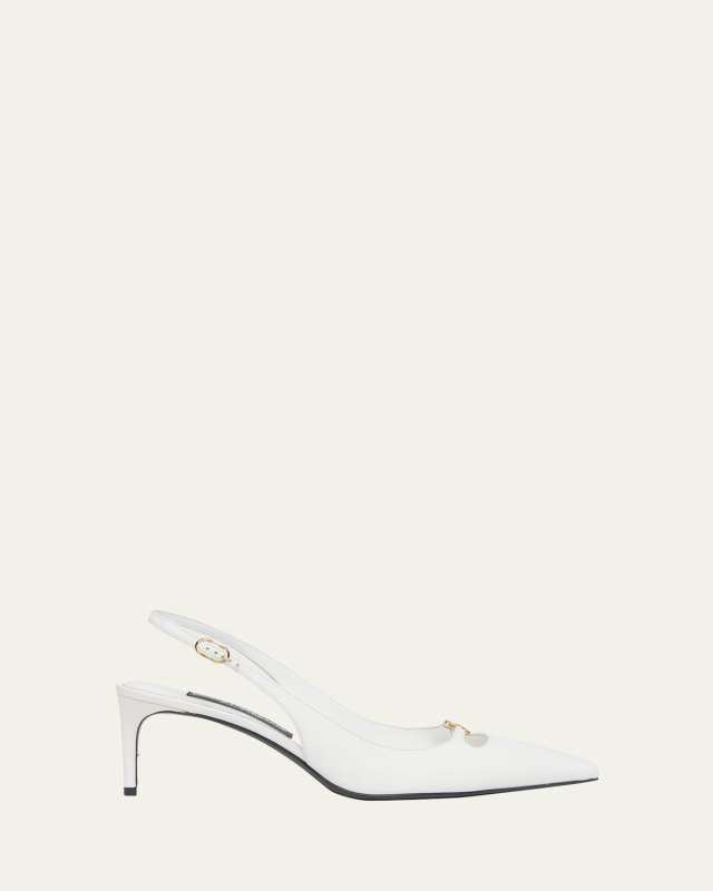 Logo Slingback Leather Pumps