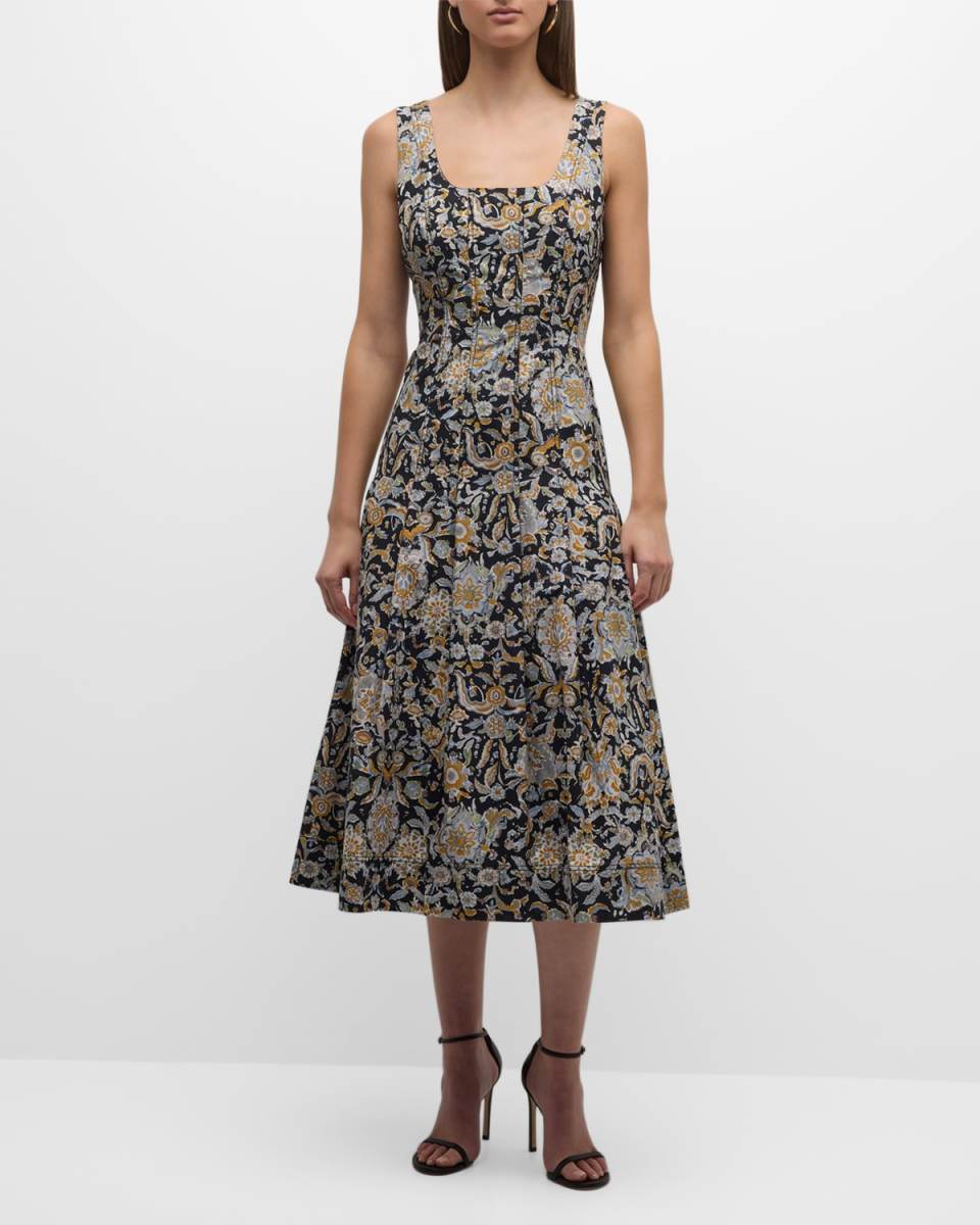 Jolie Printed A-Line Midi Dress