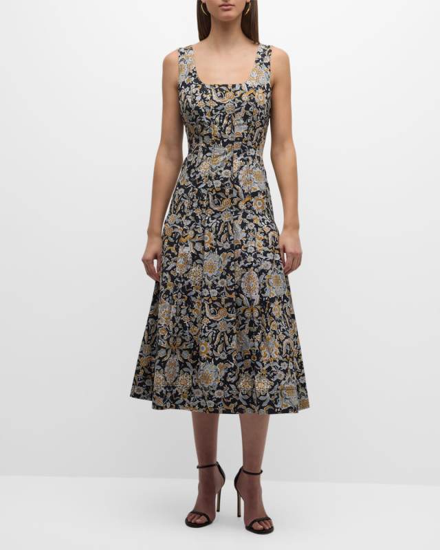 Jolie Printed A-Line Midi Dress