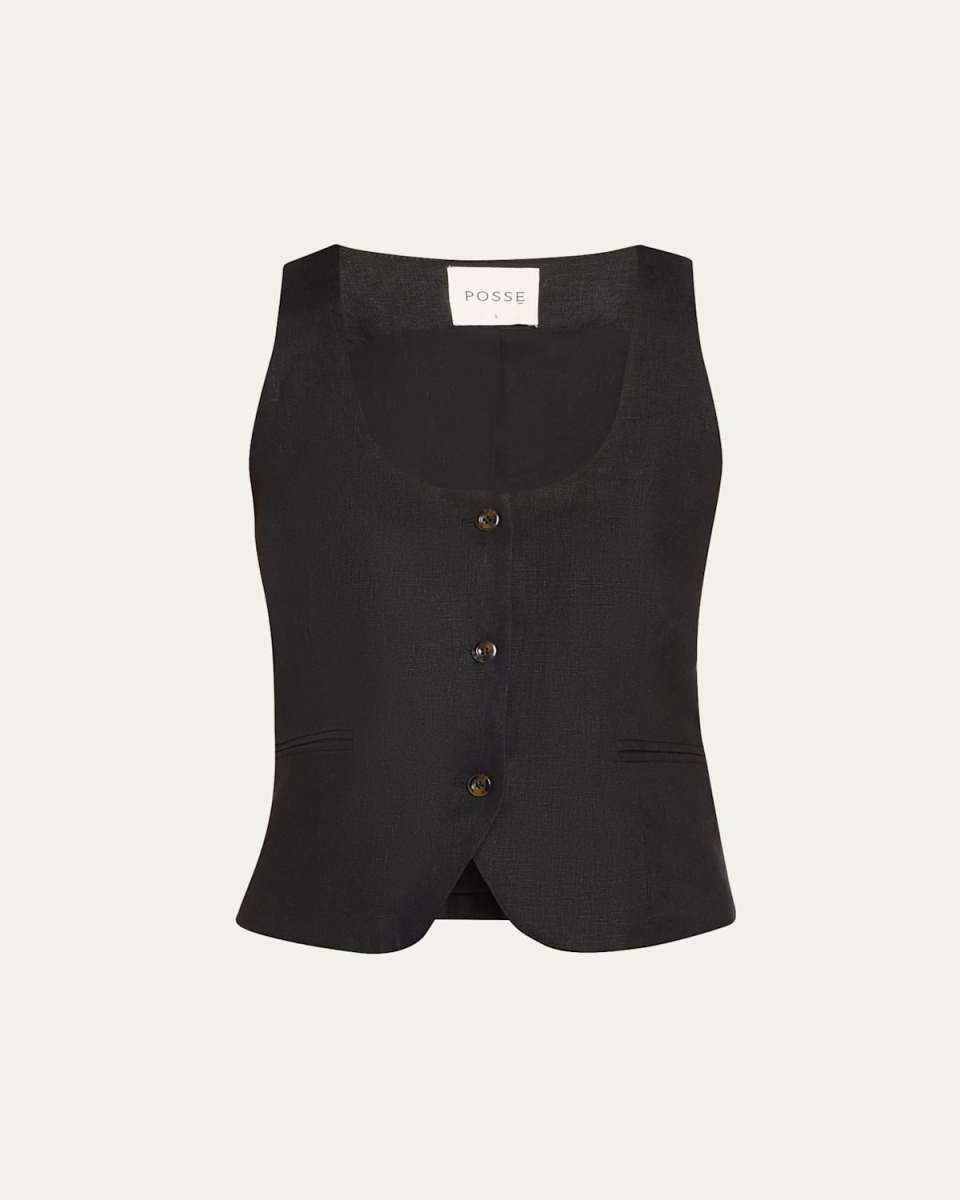 Ruben Linen Single-Breasted Vest