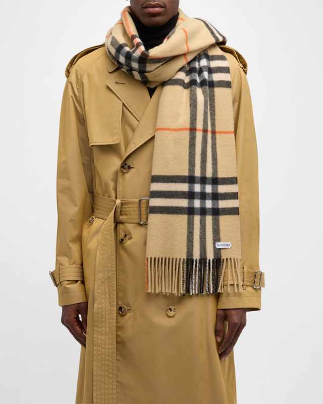 Men's Giant Check Cashmere Scarf