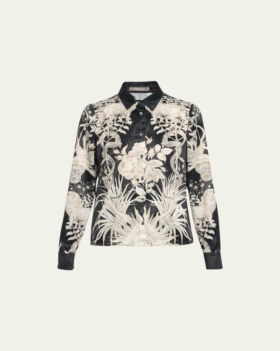 Lucy Floral-Print Satin Shirt