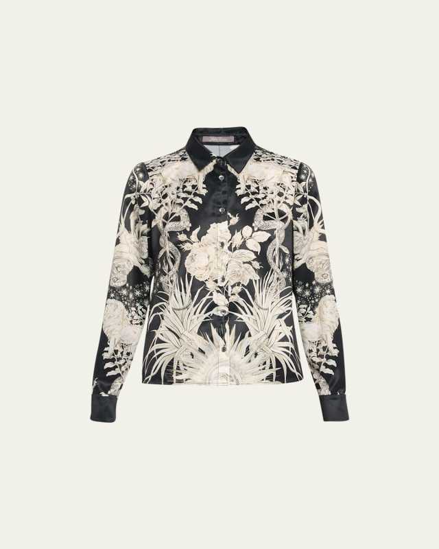 Lucy Floral-Print Satin Shirt