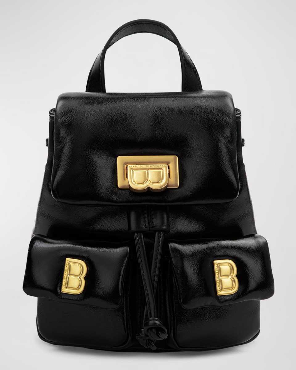 Avi Drawstring Padded Leather Backpack
