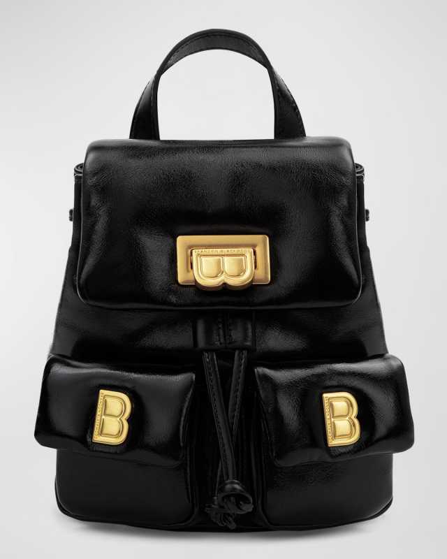 Avi Drawstring Padded Leather Backpack