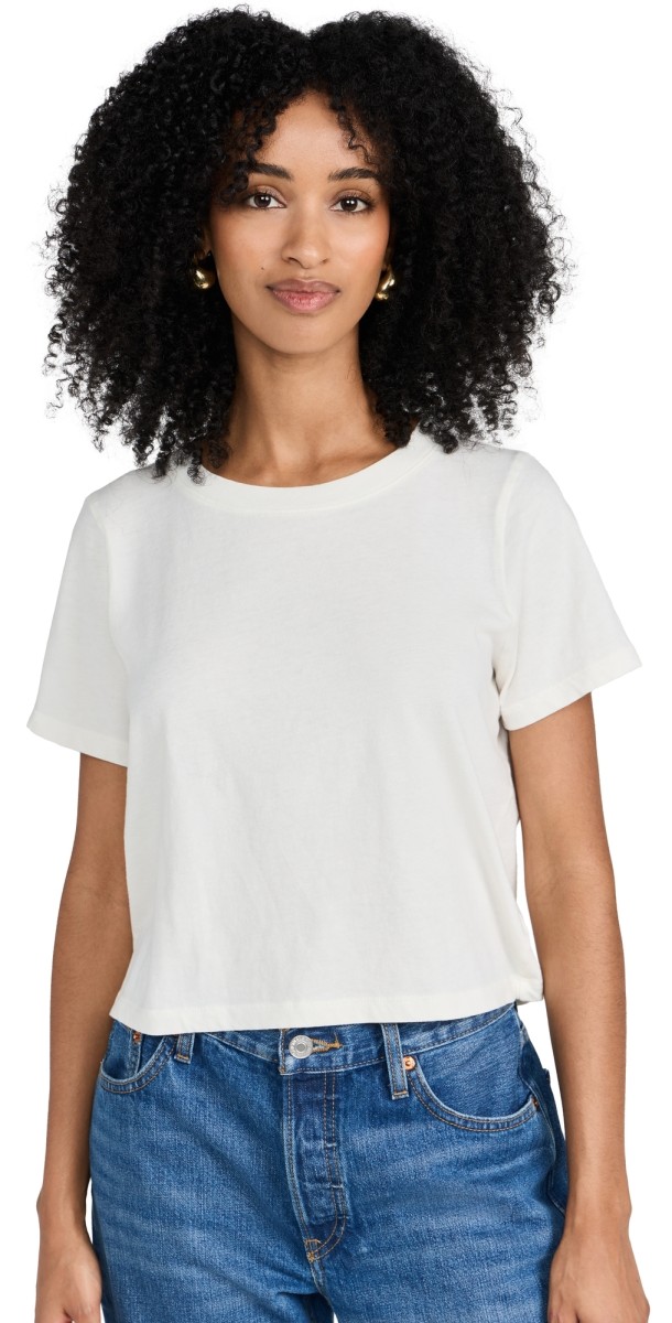 Madewell Soft Fade Cotton Boxy Crop Tee Lighthouse