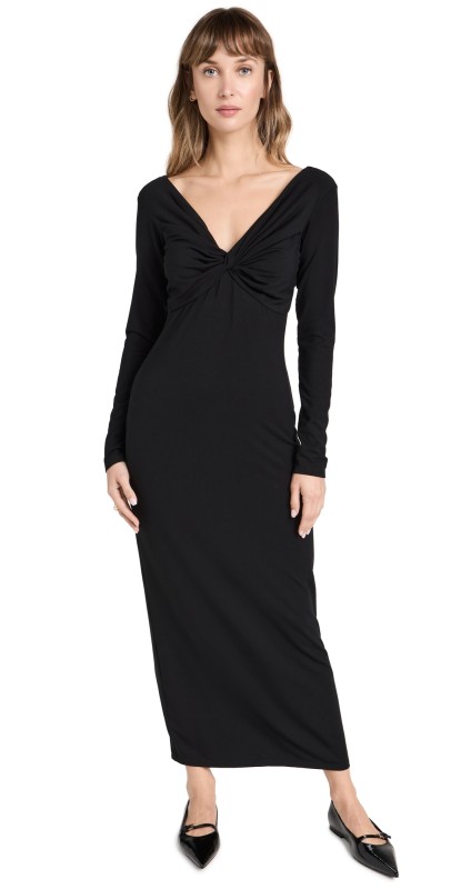 Reformation Bodie Knit Dress Black