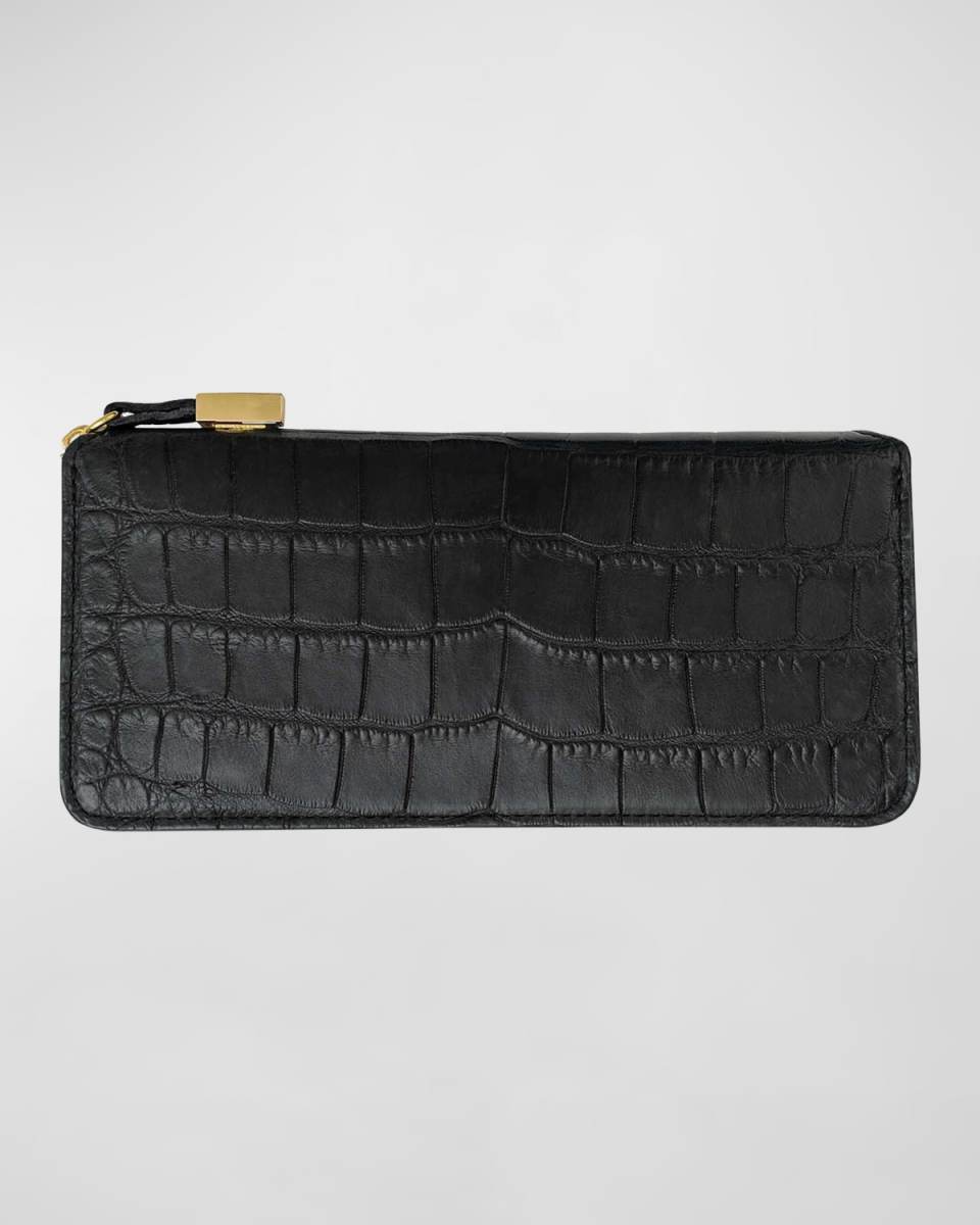 Zip Polished Matte Alligator Continental Wallet