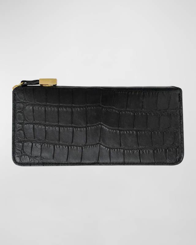 Zip Polished Matte Alligator Continental Wallet
