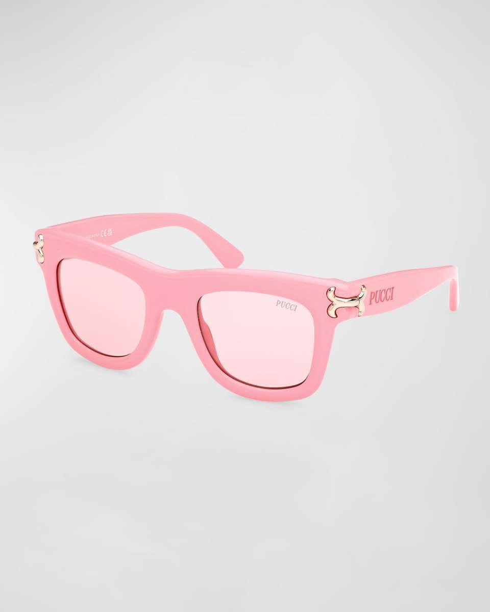 Logo Acetate Square Sunglasses