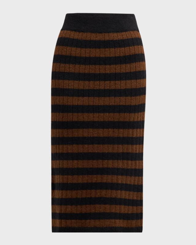 Pia Stripe Knit Midi Skirt
