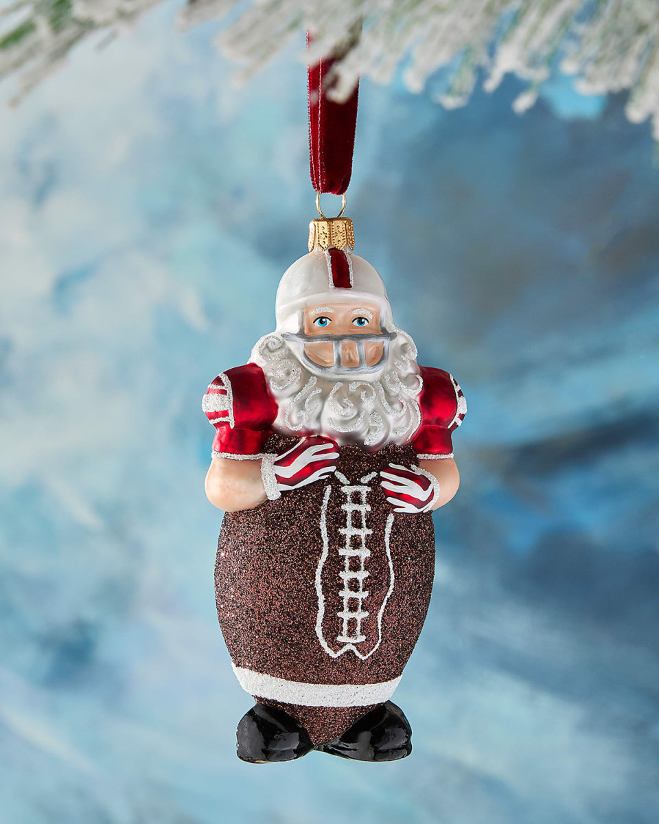 Football Santa Christmas Ornament