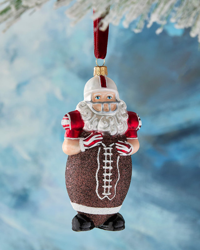 Football Santa Christmas Ornament