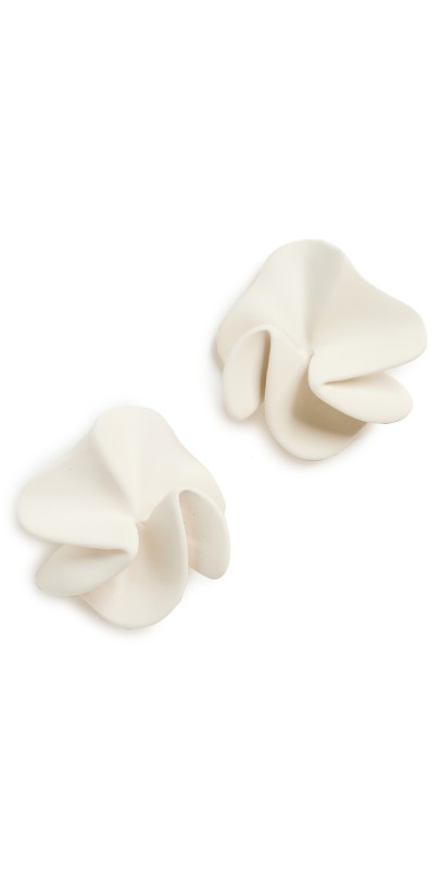 Clare V. Coated Statement Stud Earrings Vintage Gold/Cream