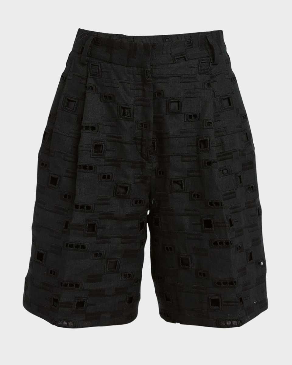Sengale Lace Pleated Bermuda Shorts