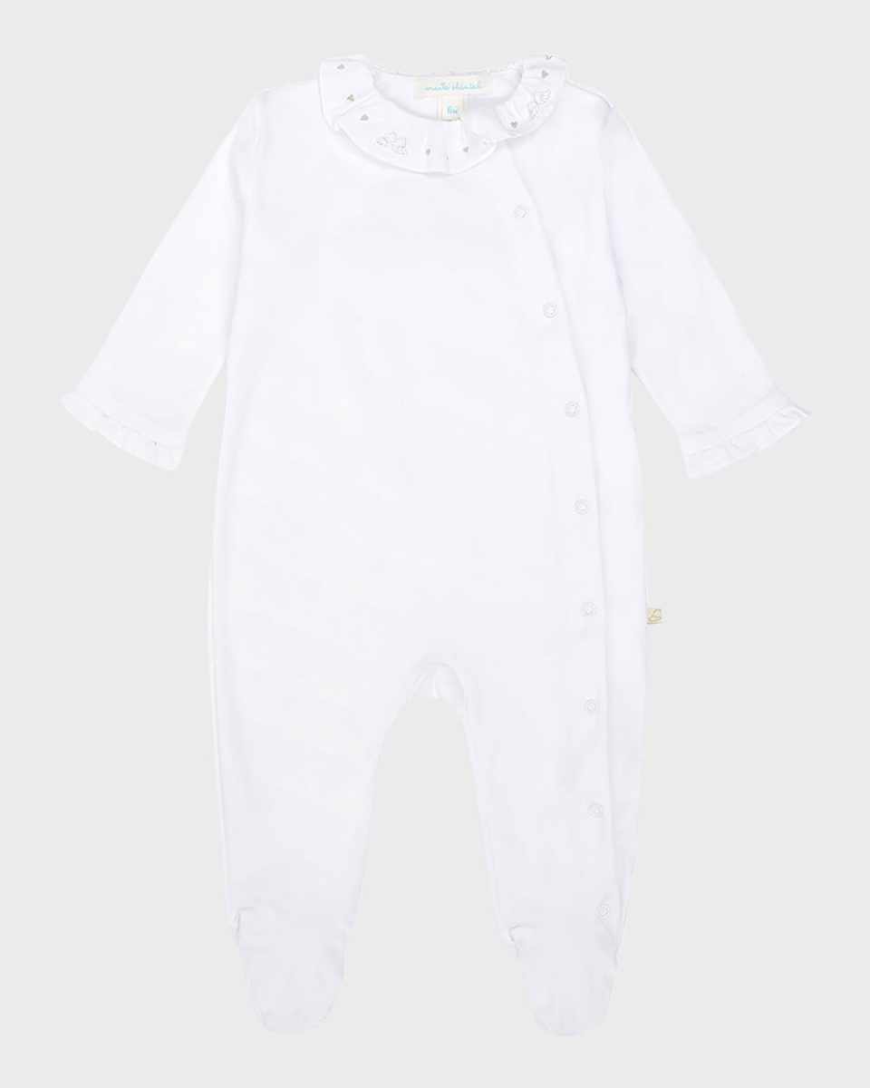 Girl's Pima Cotton Silver Angel Wing Sleepsuit, Size Newborn-18M