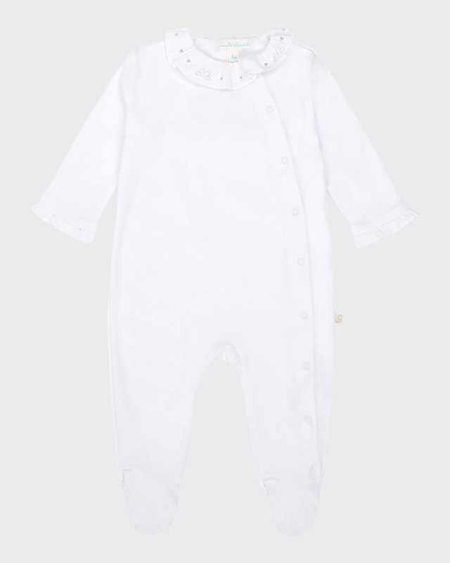 Girl's Pima Cotton Silver Angel Wing Sleepsuit, Size Newborn-18M