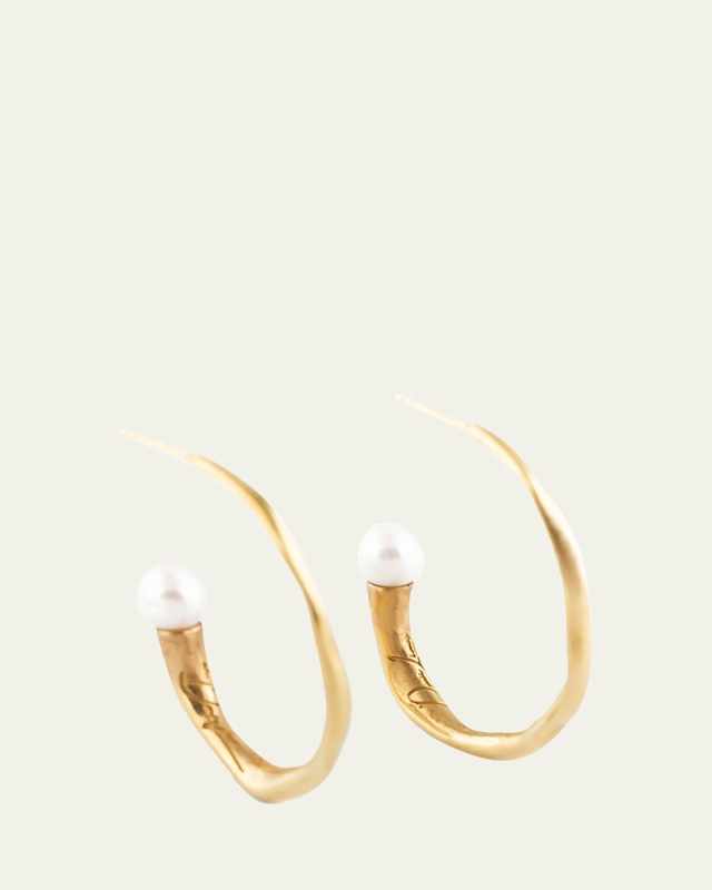 14K Yellow Gold Noah Pearl Hoops