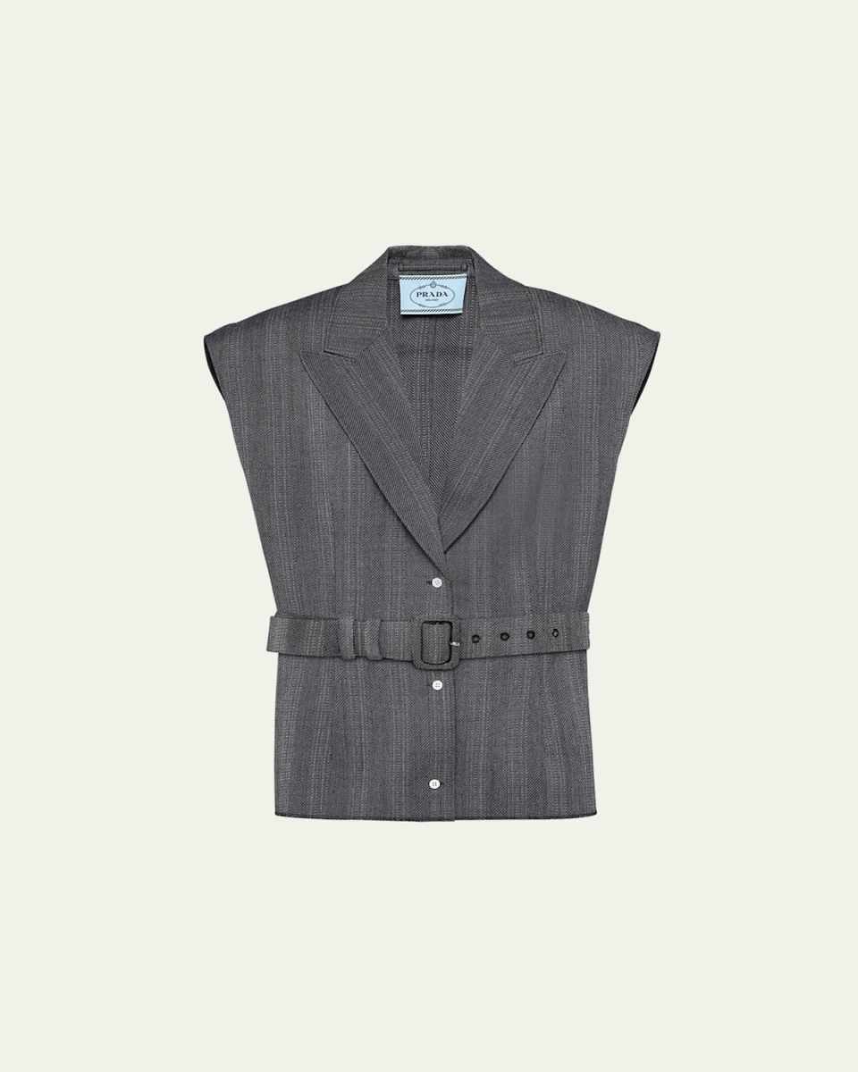 Single-Breasted Pinstripe Wool Vest