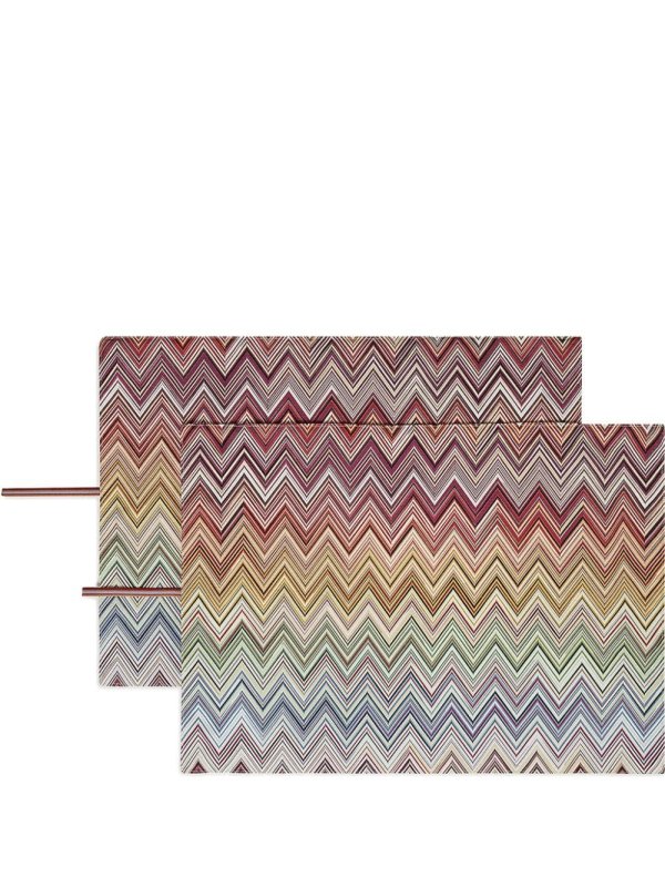zigzag-print two-piece placemat set