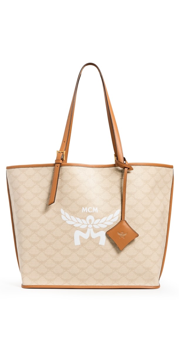 MCM Lauretos Shopper Medium Tote Oatmeal