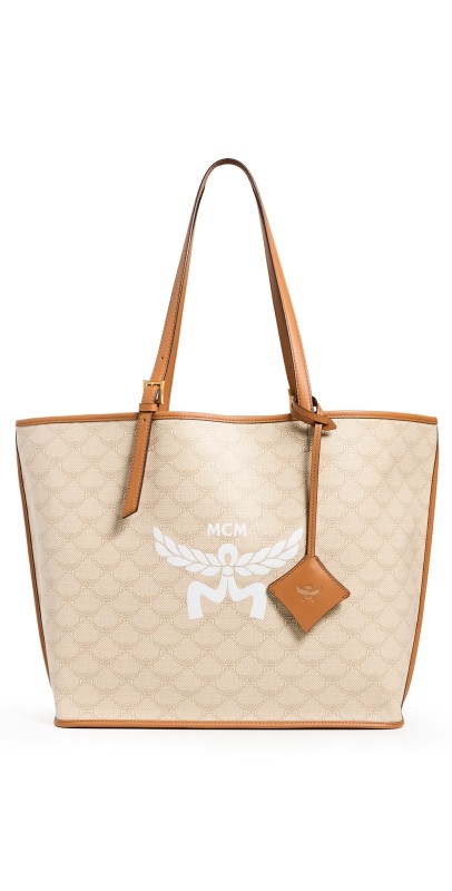 MCM Lauretos Shopper Medium Tote Oatmeal