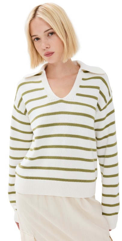 Proenza Schouler White Label Stripe Murphy Sweater Chalk/Willow