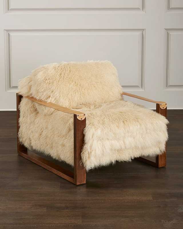 Eydie Leather Strap Sheepskin Chair