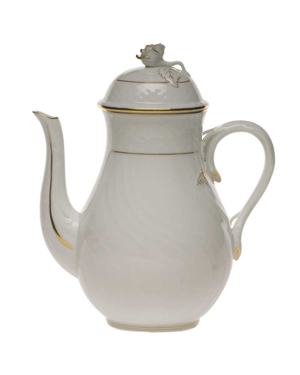 Golden Edge Coffee Pot with Rose