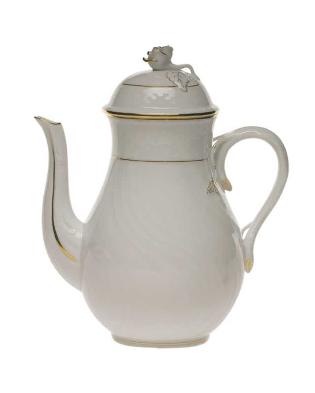 Golden Edge Coffee Pot with Rose