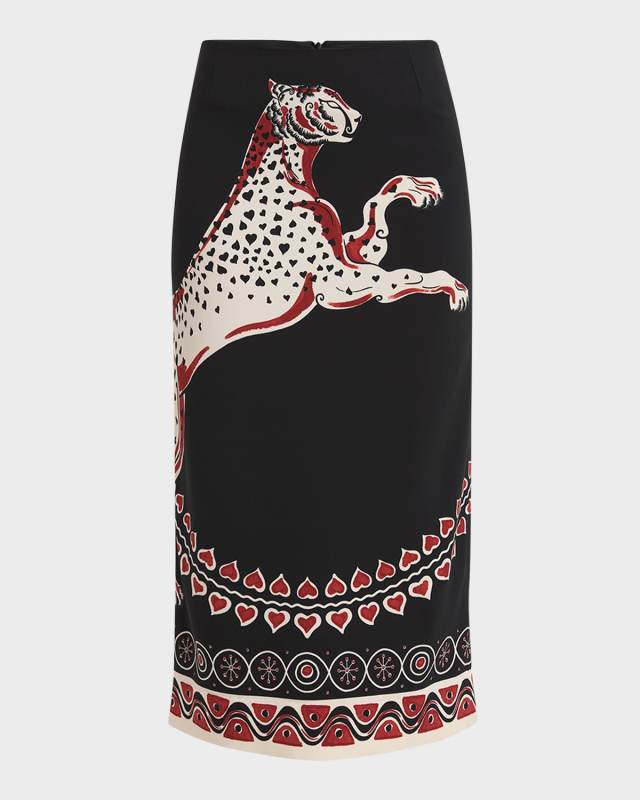 Placee Leopard Printed Pencil Skirt