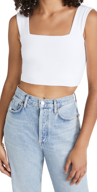Susana Monaco Wide Strap Crop Top Black