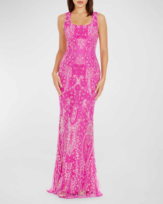 Tyra Sleeveless Bead & Sequin Gown