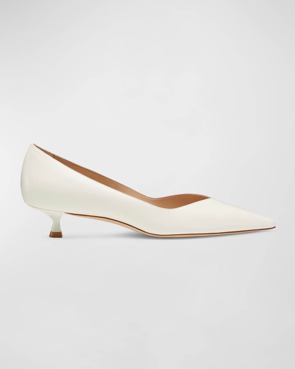 Eva Leather Kitten-Heel Pumps