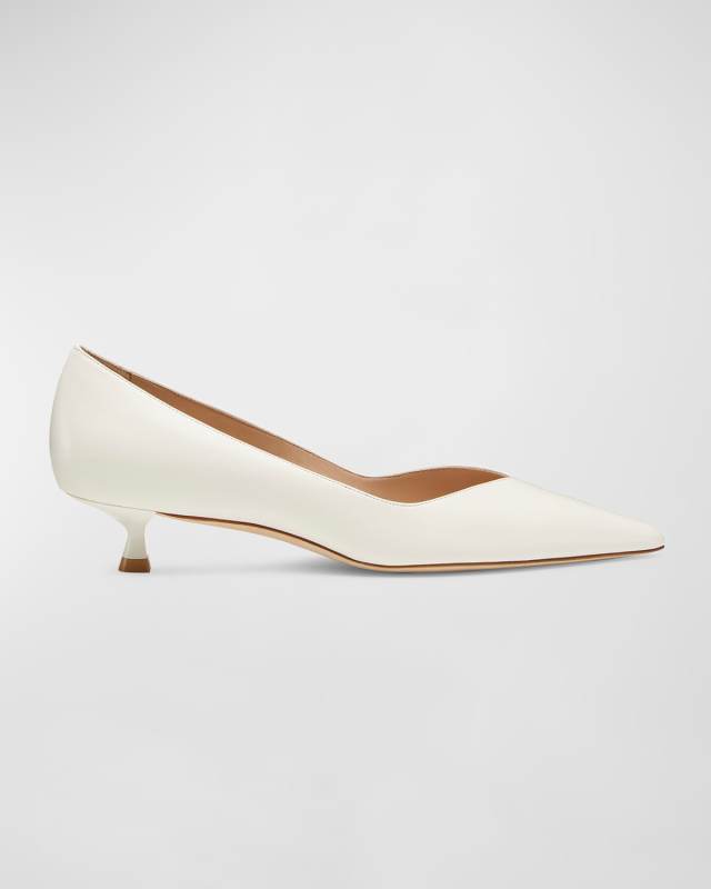 Eva Leather Kitten-Heel Pumps