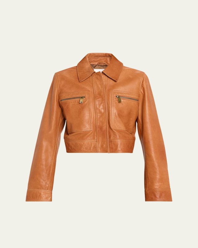 Fitted Leather Moto Jacket