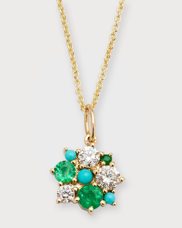 Diamond, Emerald & Turquoise Tiffany Chain Necklace