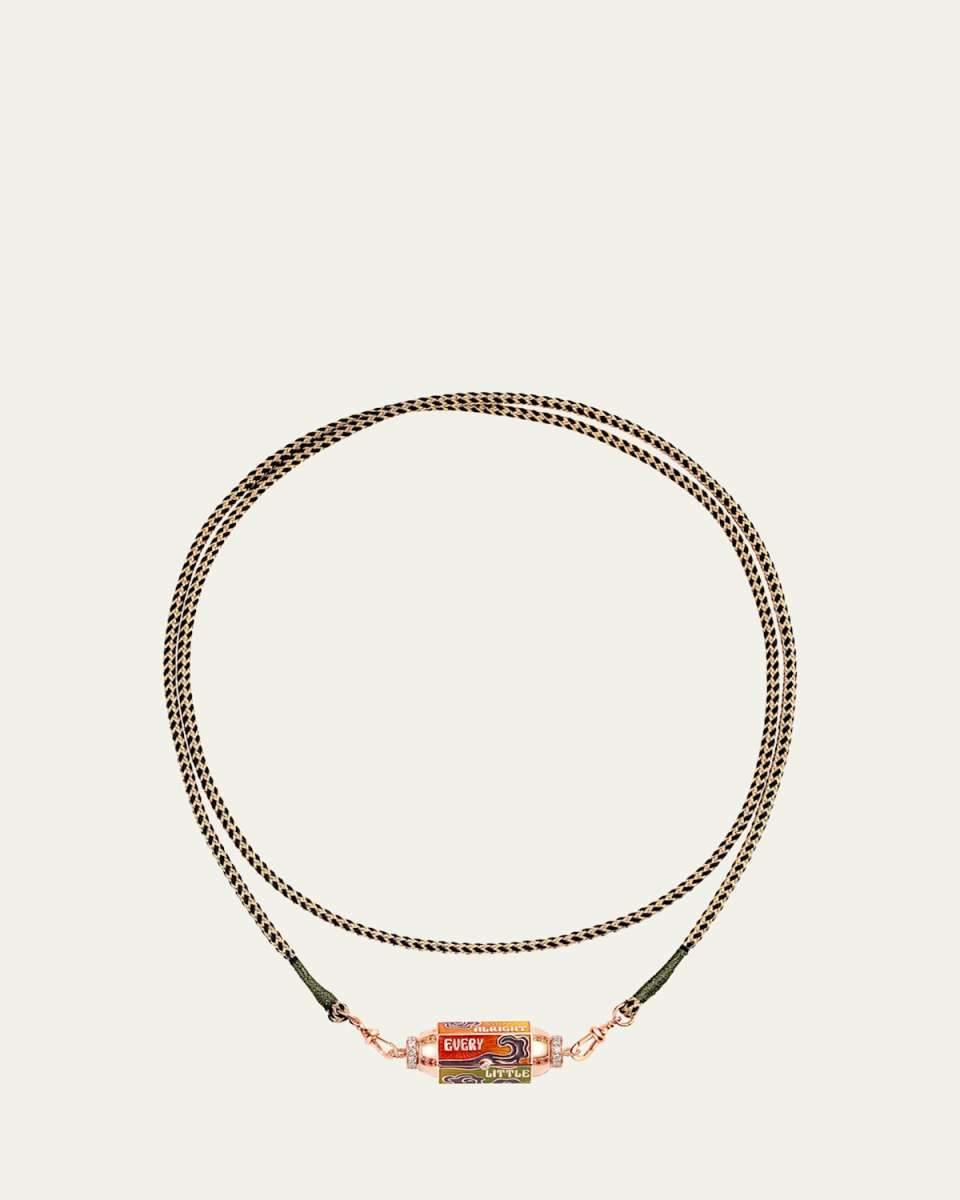 18k Rose Gold Diamond and Sapphires Box Locket Cord Necklace