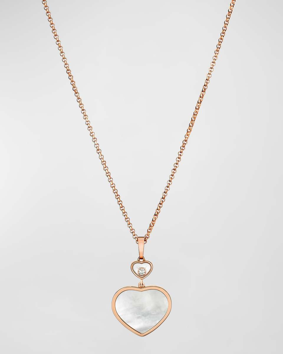 Happy Hearts 18K Rose Gold Mother-of-Pearl & Diamond Long Pendant Necklace