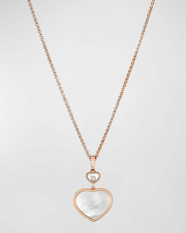 Happy Hearts 18K Rose Gold Mother-of-Pearl & Diamond Long Pendant Necklace
