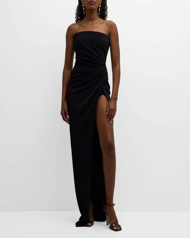 Gathered Strapless Cady Gown