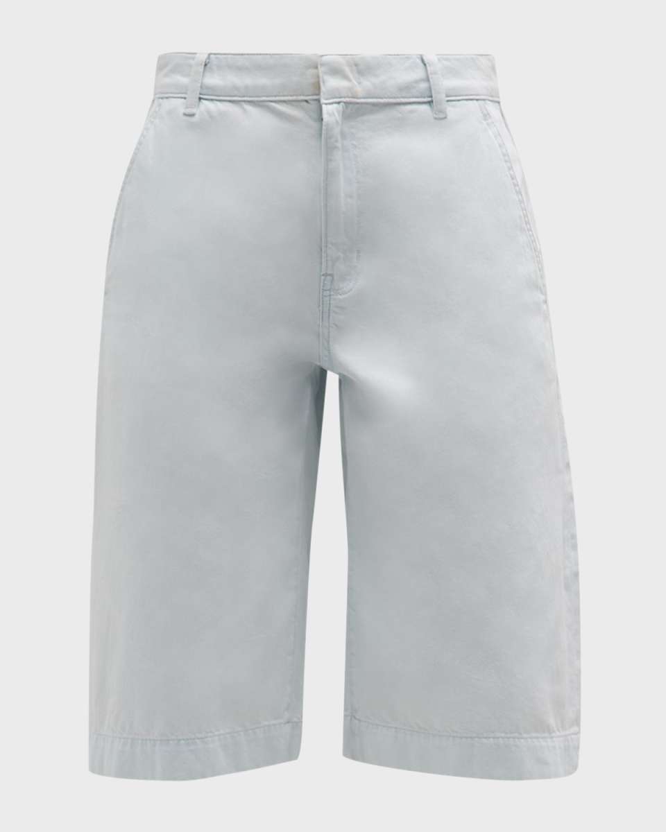 Relaxed Cotton Twill Long Shorts