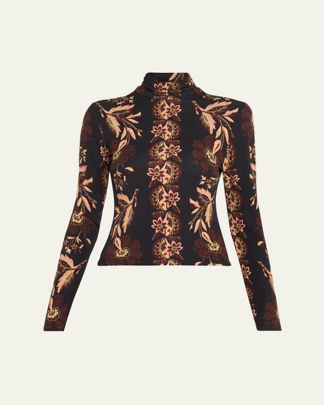 Piper Turtleneck Printed Cotton Jersey Top
